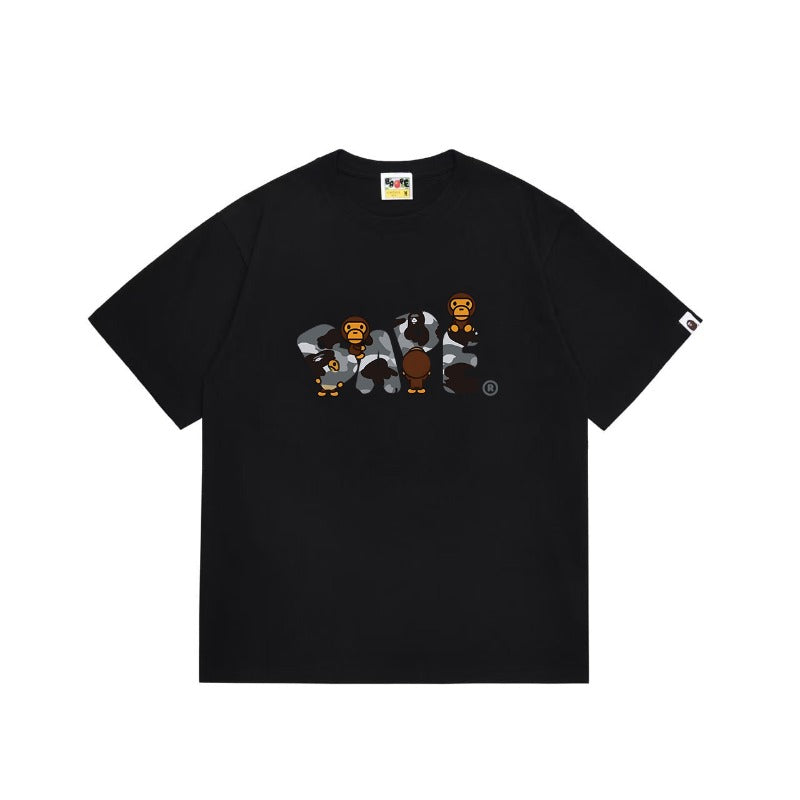 Bathing Shark and ape head print T Shirts NextBlock