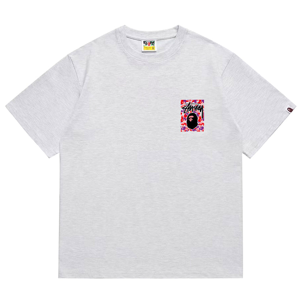 Bathing Shark and ape head print T-Shirt NextBlock