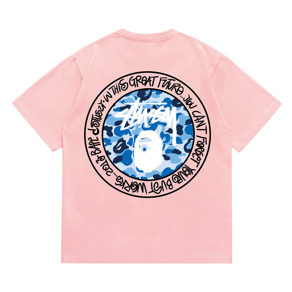 Bathing Shark and ape head print T-Shirt NextBlock
