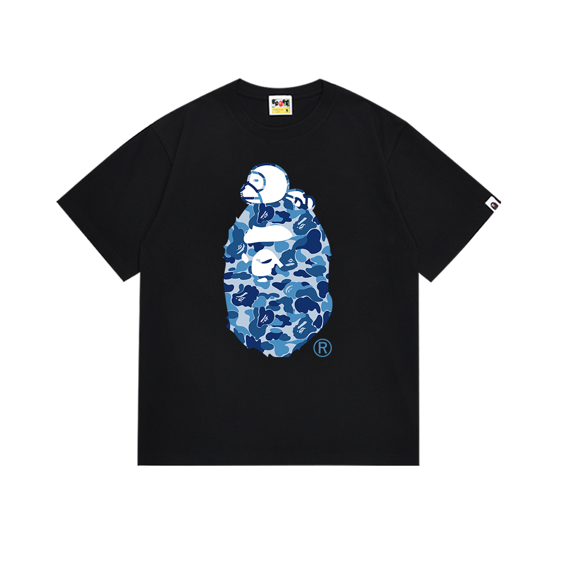 Bathing Shark and ape head print T-Shirt NextBlock