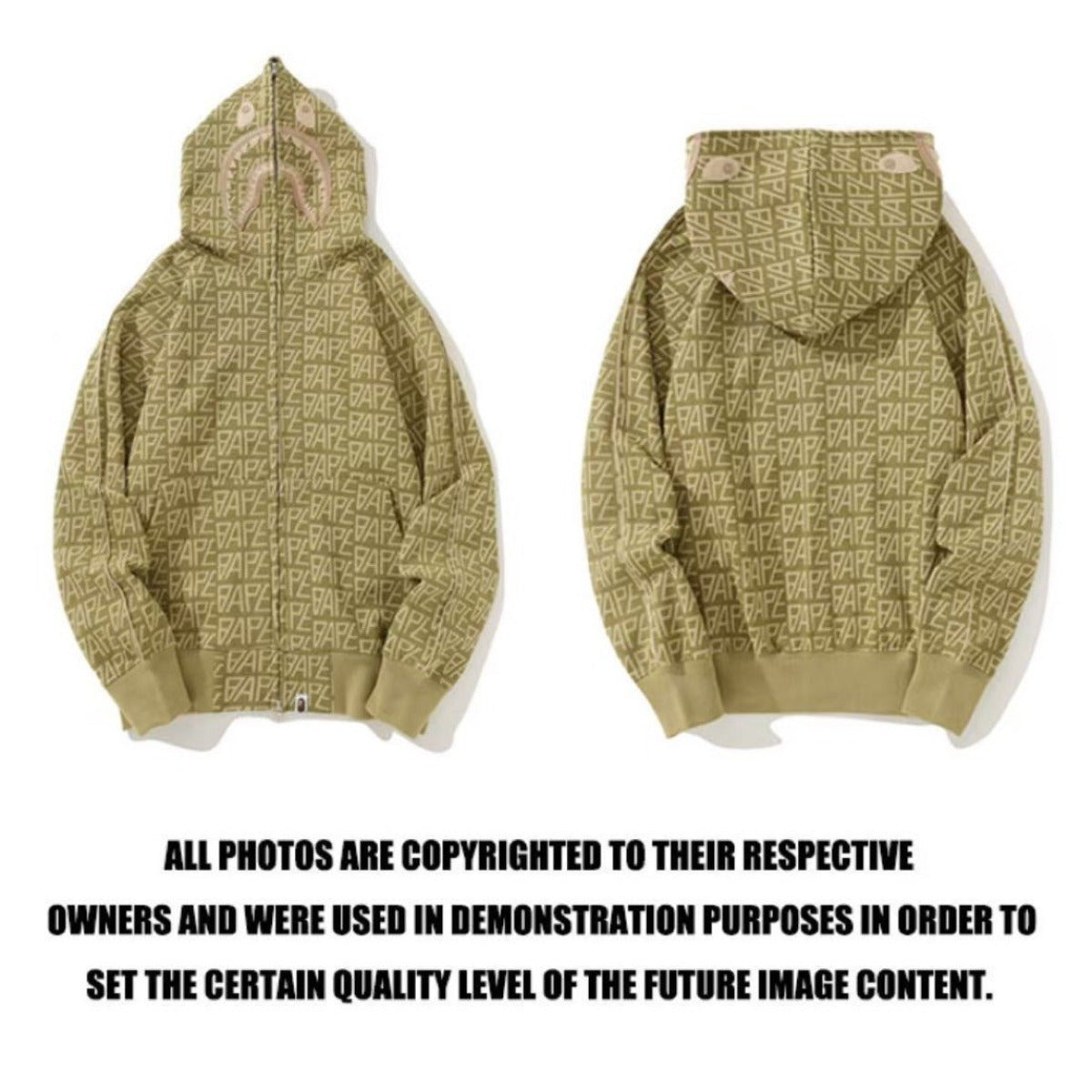 Bathing Shark and ape head print hoode BAPE desert color street loose NextBlock