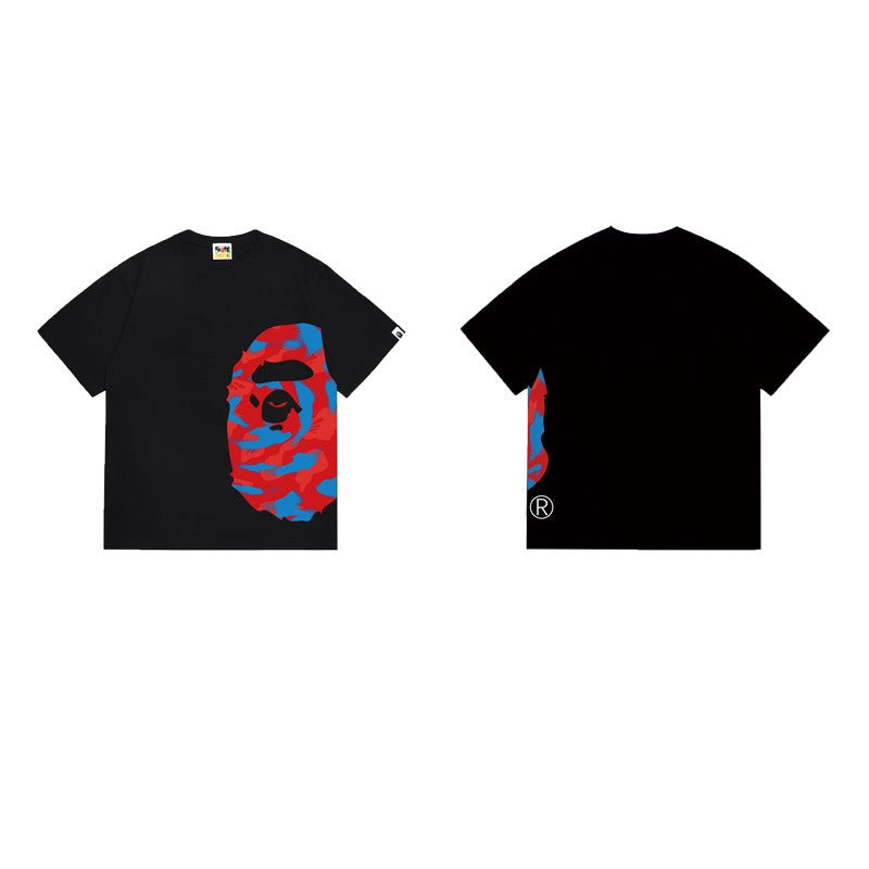 Bathing Shark and ape head print T Shirts NextBlock