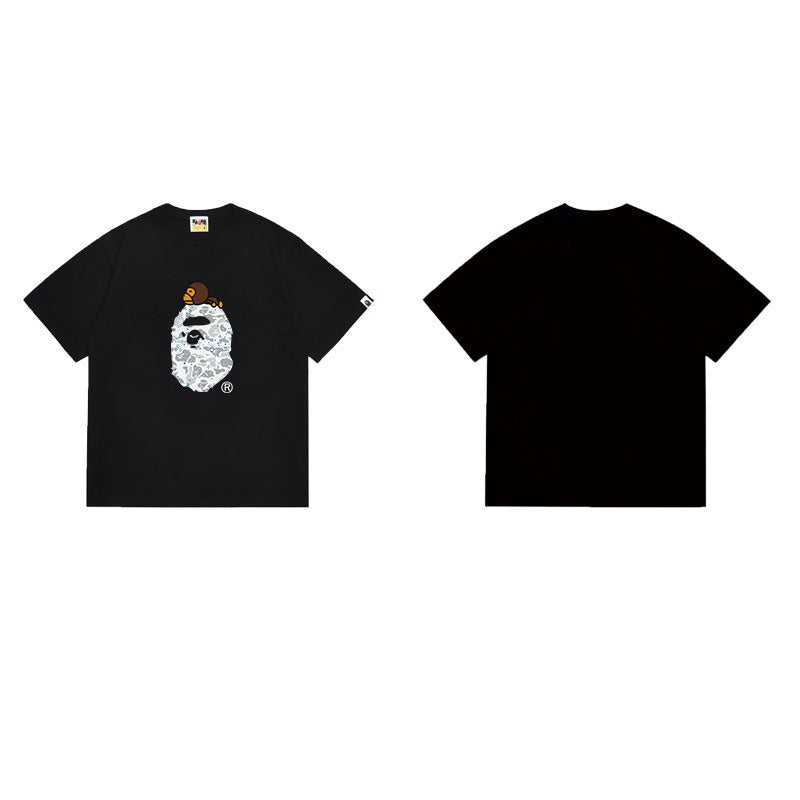 Bathing Shark and ape head print T Shirts NextBlock
