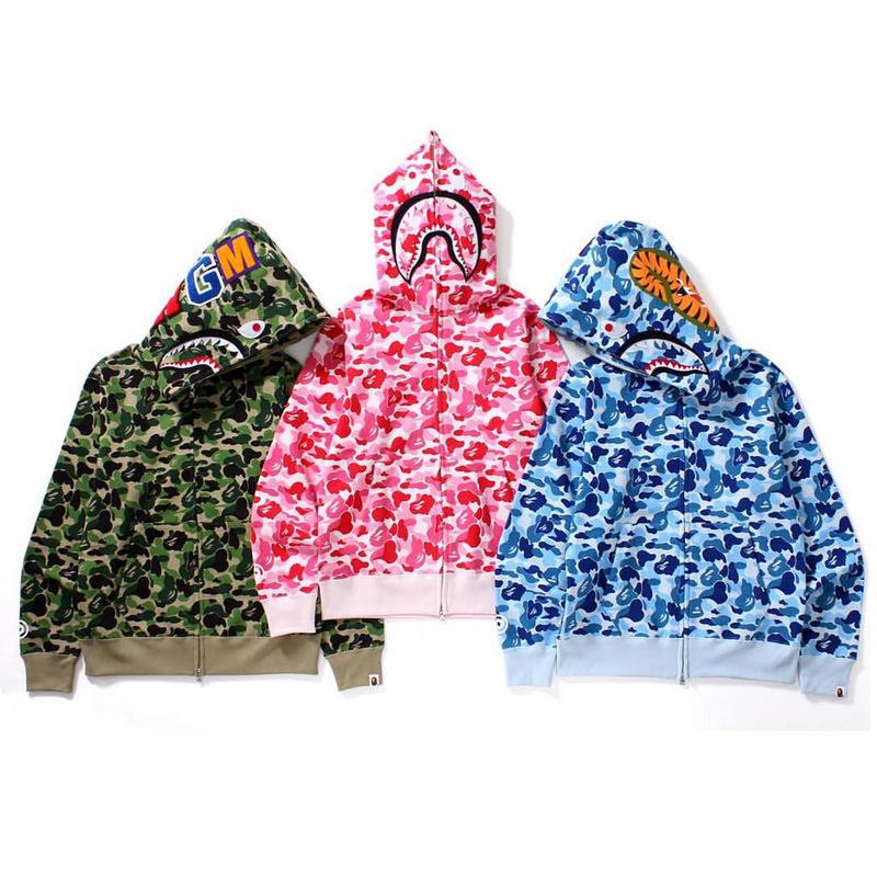 Bathing Shark and ape head print Hoodie Spring and Autumn Zipper Hoodie Sweater NextBlock