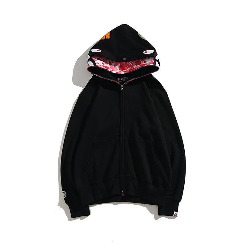 Bathing Shark and ape head print Hoodie Camouflage Cardigan Men's and Women's Sweater Hoodie Coat NextBlock