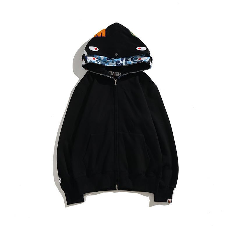 Bathing Shark and ape head print Hoodie Camouflage Cardigan Men's and Women's Sweater Hoodie Coat NextBlock