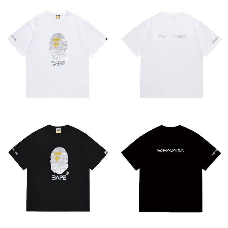Bathing Shark and ape head print T Shirts NextBlock