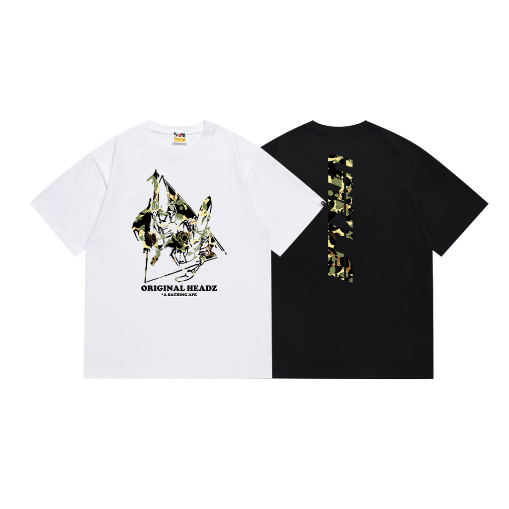 Bathing Shark and ape head print T Shirts NextBlock