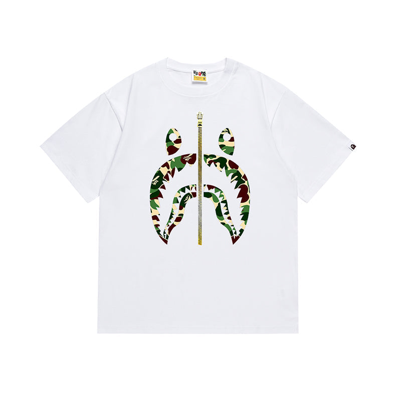 Bathing Shark and ape head print T Shirt NextBlock