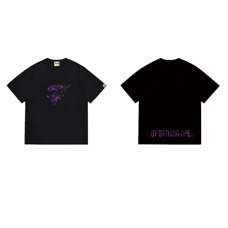 Bathing Shark and ape head print T Shirts NextBlock