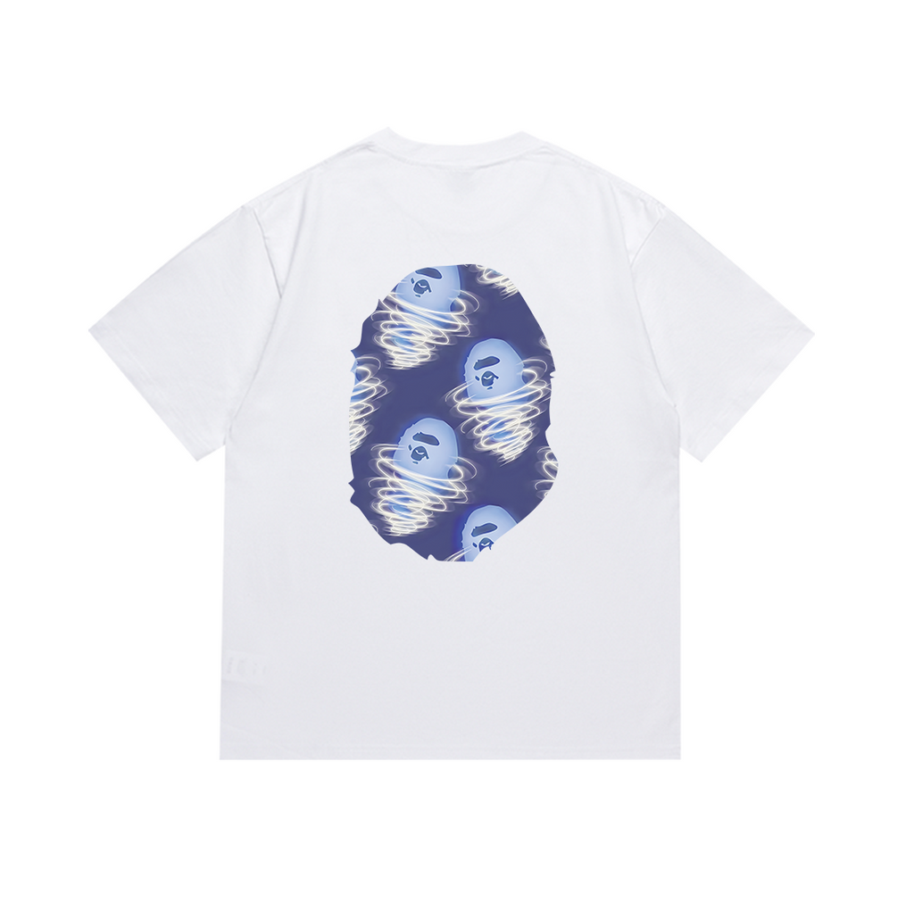 Bathing Shark and ape head print T-Shirt NextBlock
