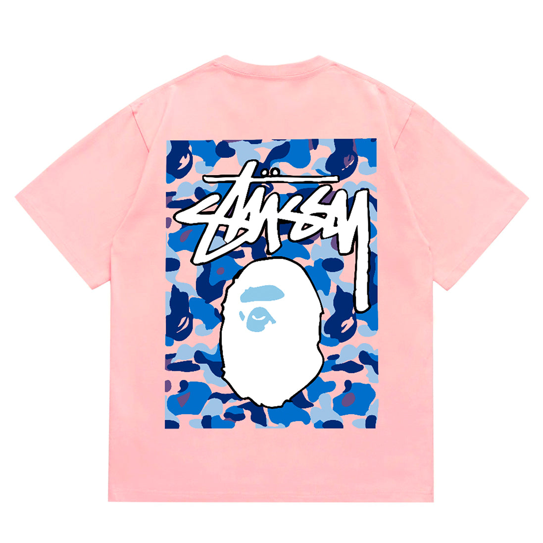 Bathing Shark and ape head print T-Shirt NextBlock