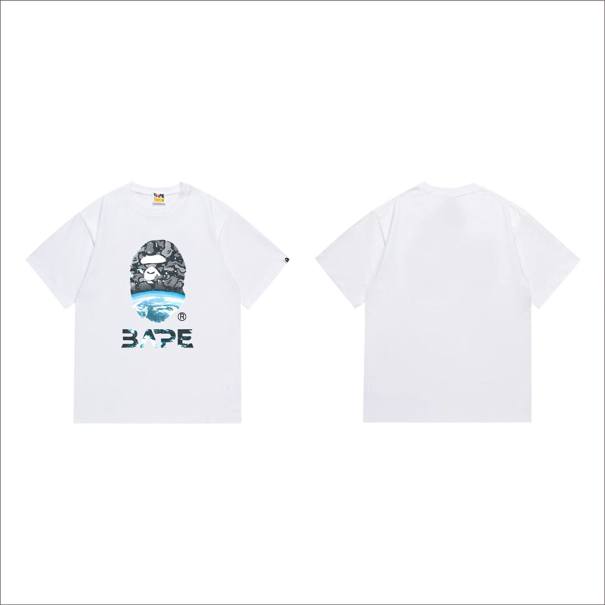 Bathing Shark and ape head print T-Shirt NextBlock