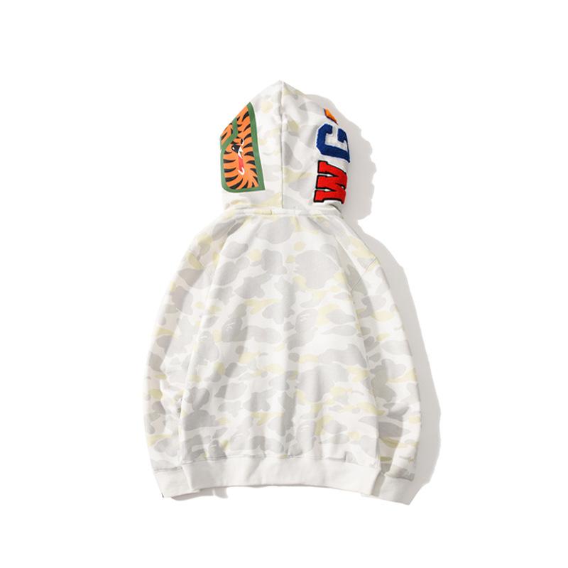 Bathing Shark and ape head print Hoodie Shark Head Embroidery Luminous Spot Camouflage Double Hood Brushed Hoody Men and NextBlock
