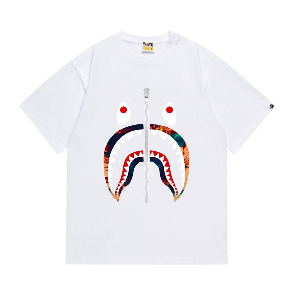 Bathing Shark and ape head print T-Shirt NextBlock