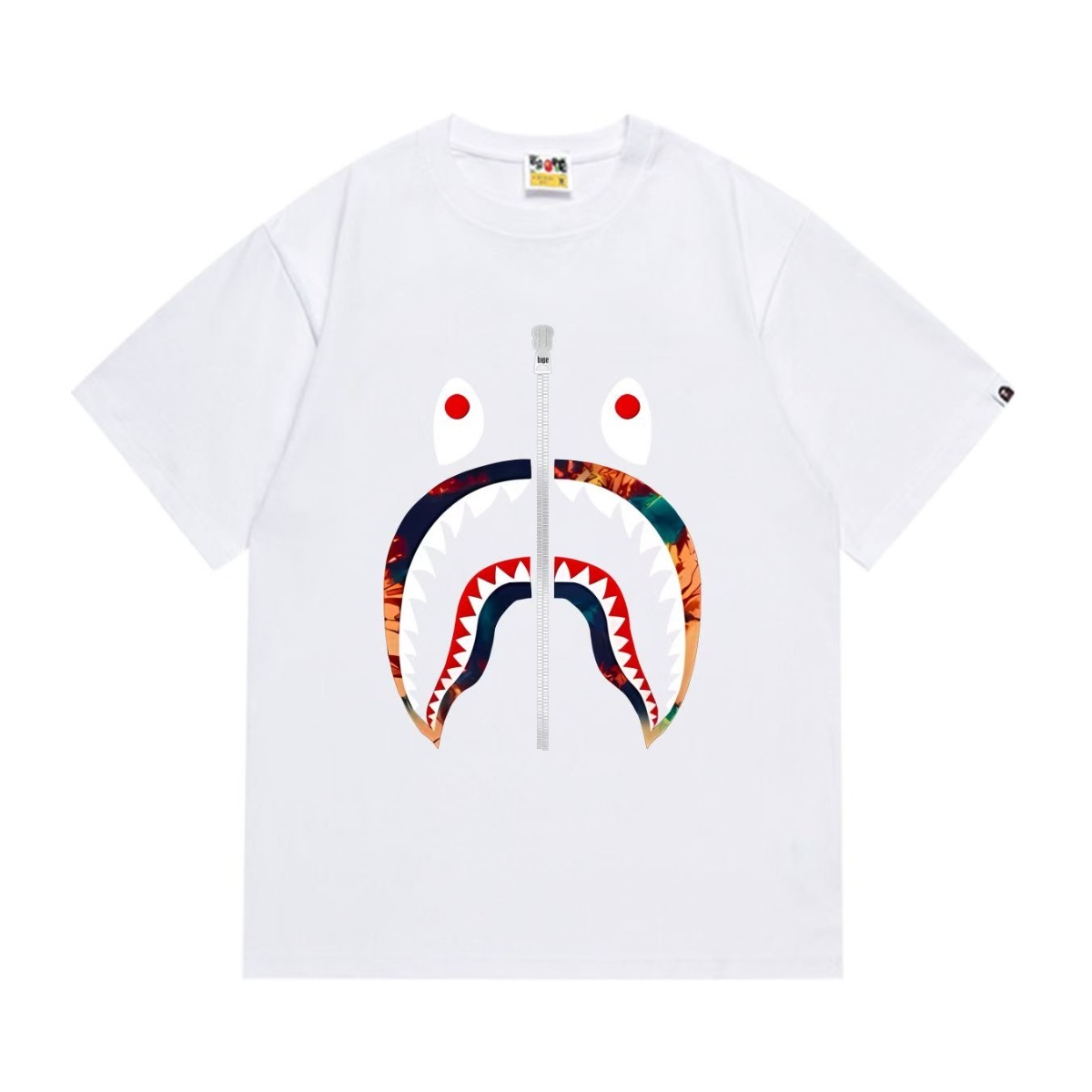 Bathing Shark and ape head print T-Shirt NextBlock