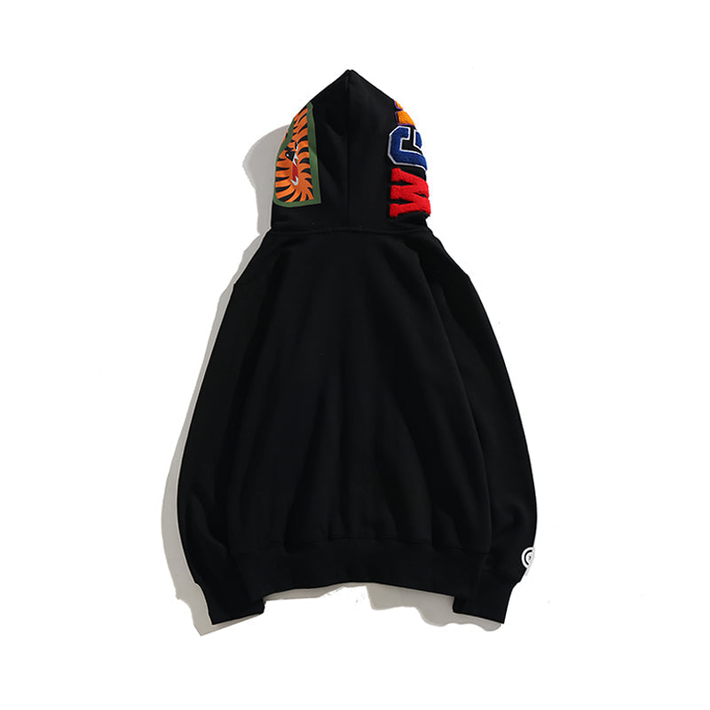Bathing Shark and ape head print Hoodie Camouflage Cardigan Men's and Women's Sweater Hoodie Coat NextBlock