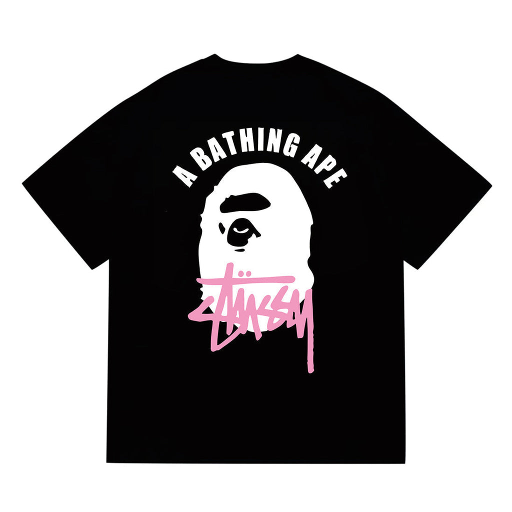 Bathing Shark and ape head print T-Shirt NextBlock