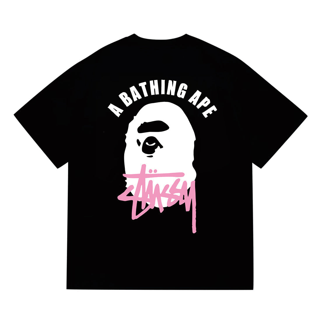 Bathing Shark and ape head print T-Shirt NextBlock