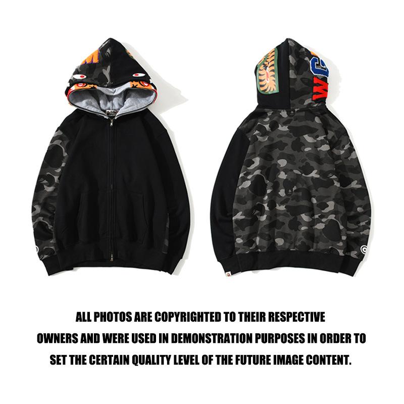 Bathing Shark and ape head print Hoodie Autumn and Winter Camouflage Shark Double Hood Sweatshirt Couple Coat Hip Hop Me NextBlock