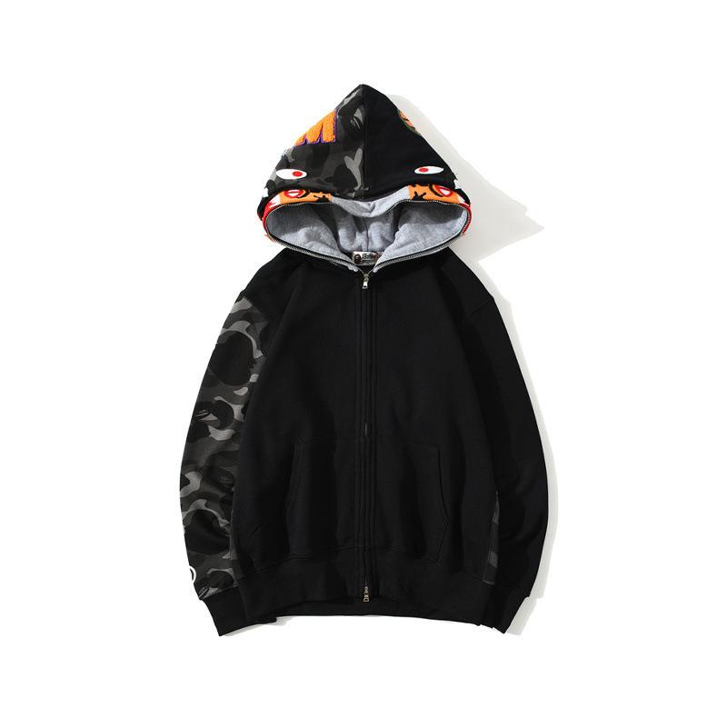 Bathing Shark and ape head print Hoodie Autumn and Winter Camouflage Shark Double Hood Sweatshirt Couple Coat Hip Hop Me NextBlock