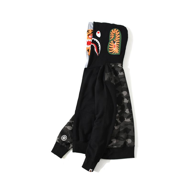 Bathing Shark and ape head print Hoodie Autumn and Winter Camouflage Shark Double Hood Sweatshirt Couple Coat Hip Hop Me NextBlock