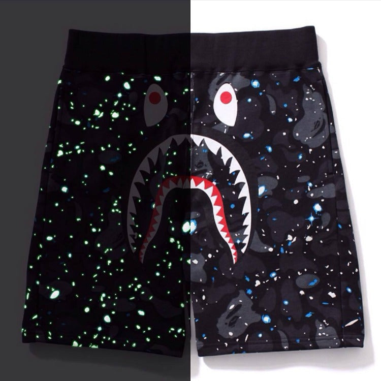 Bathing Shark and ape head print Shorts Shark Head Luminous Shorts Straight Beach NextBlock