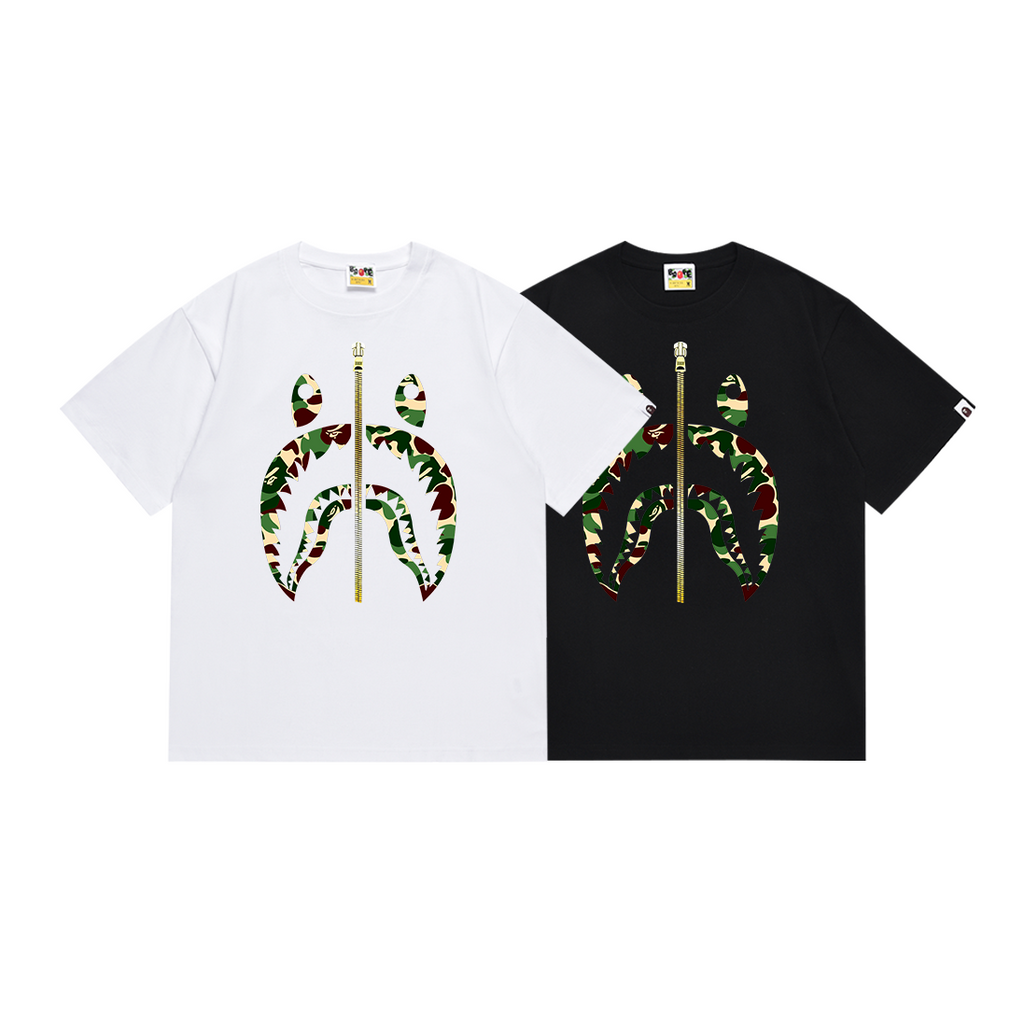 Bathing Shark and ape head print T Shirts NextBlock