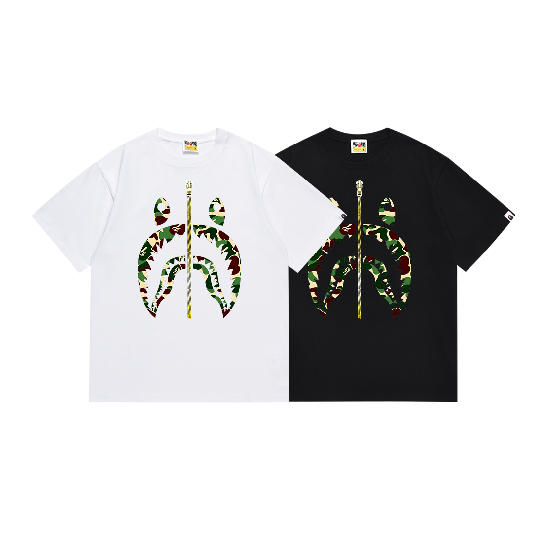 Bathing Shark and ape head print T Shirts NextBlock