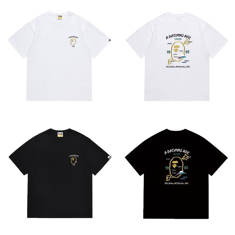 Bathing Shark and ape head print T Shirts NextBlock