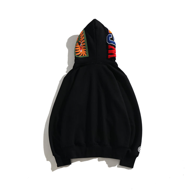 Bathing Shark and ape head print Hoodie Camouflage Cardigan Men's and Women's Sweater Hoodie Coat NextBlock