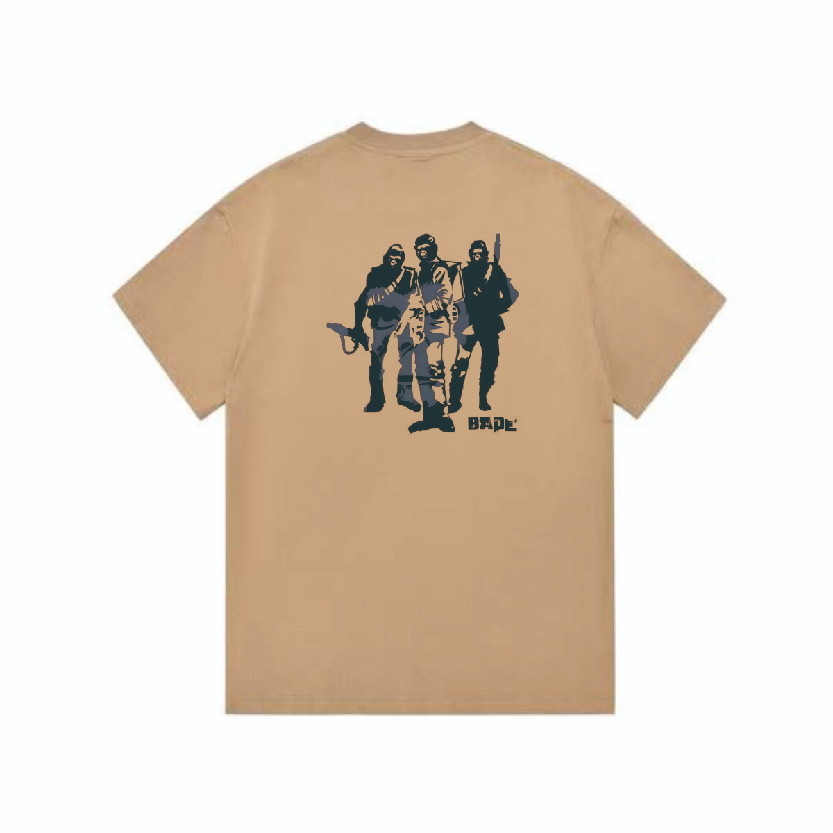 Bathing Shark and ape head print T-Shirt NextBlock