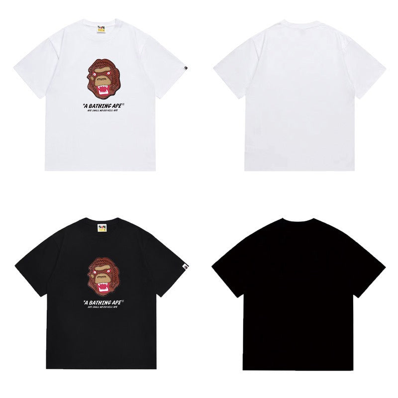 Bathing Shark and ape head print T Shirts NextBlock