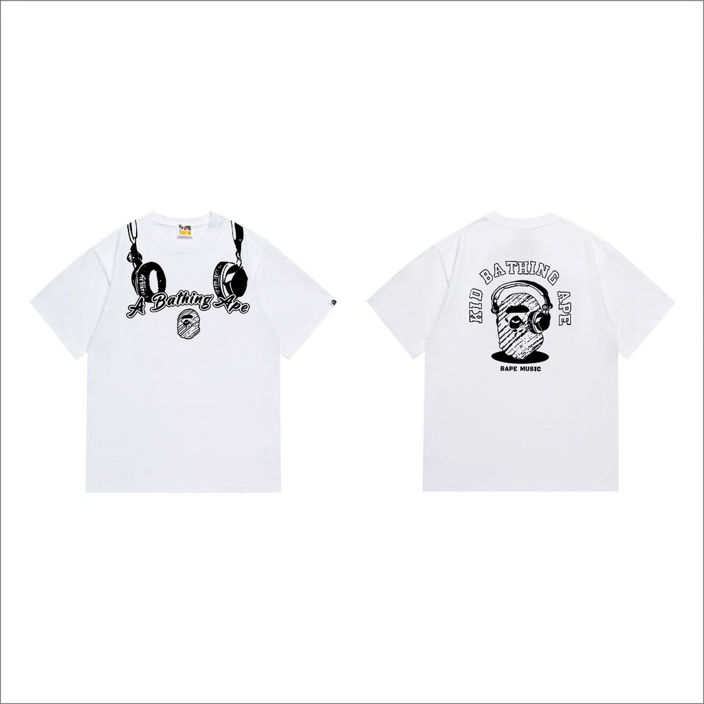 Bathing Shark and ape head print T-Shirt NextBlock