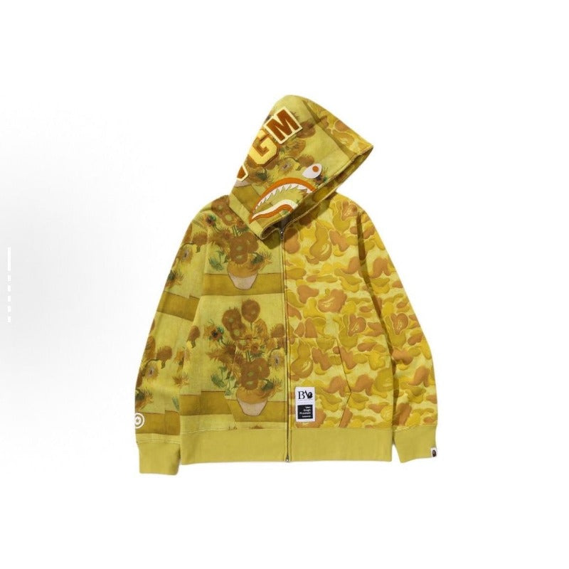Bathing Shark and ape head print hoode BAPE van gogh joint wave sunflower NextBlock