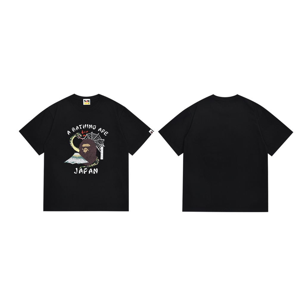 Bathing Shark and ape head print T-Shirt NextBlock
