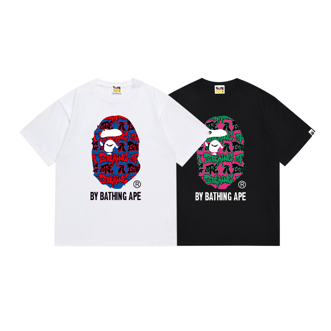 Bathing Shark and ape head print T Shirts NextBlock
