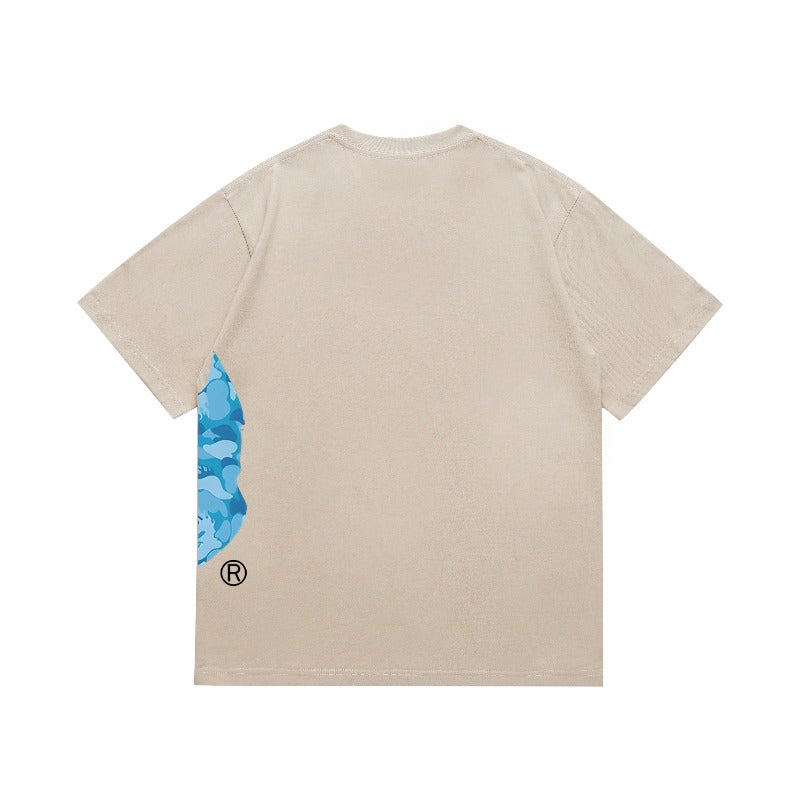 Bathing Shark and ape head print T Shirts NextBlock