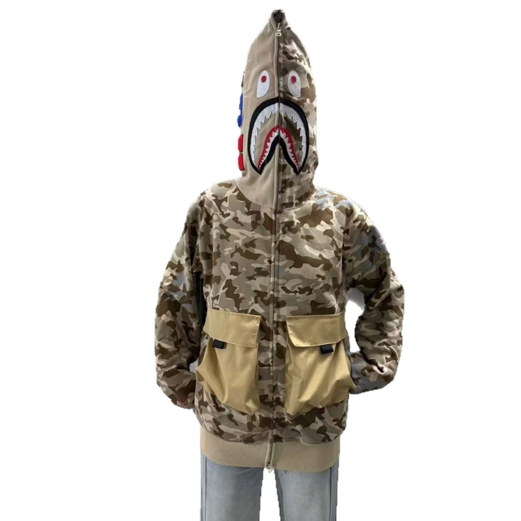 Bathing Shark and ape head print hoode BAPE desert bat NextBlock