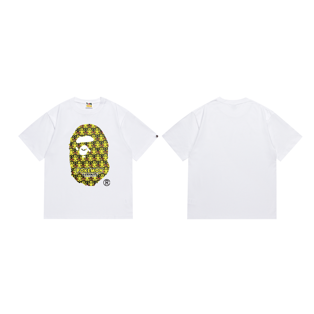 Bathing Shark and ape head print T-Shirt NextBlock