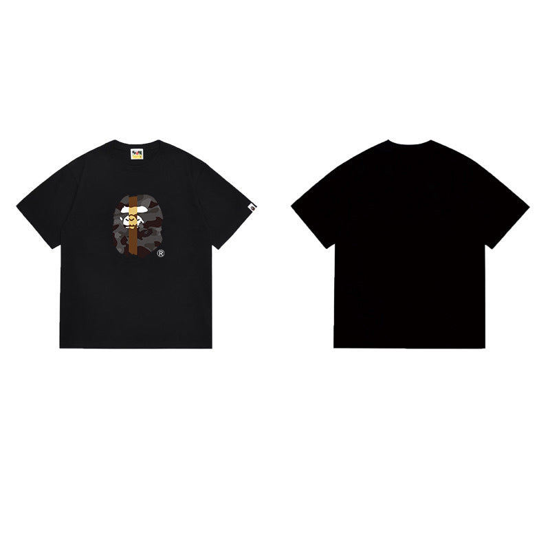 Bathing Shark and ape head print T Shirts NextBlock