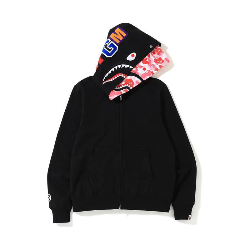 Bathing Shark and ape head print Hoodie Camouflage Cardigan Men's and Women's Sweater Hoodie Coat NextBlock