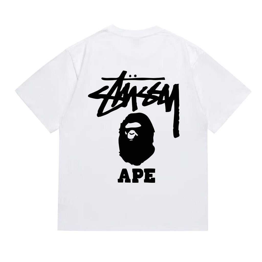 Bathing Shark and ape head print T-Shirt NextBlock