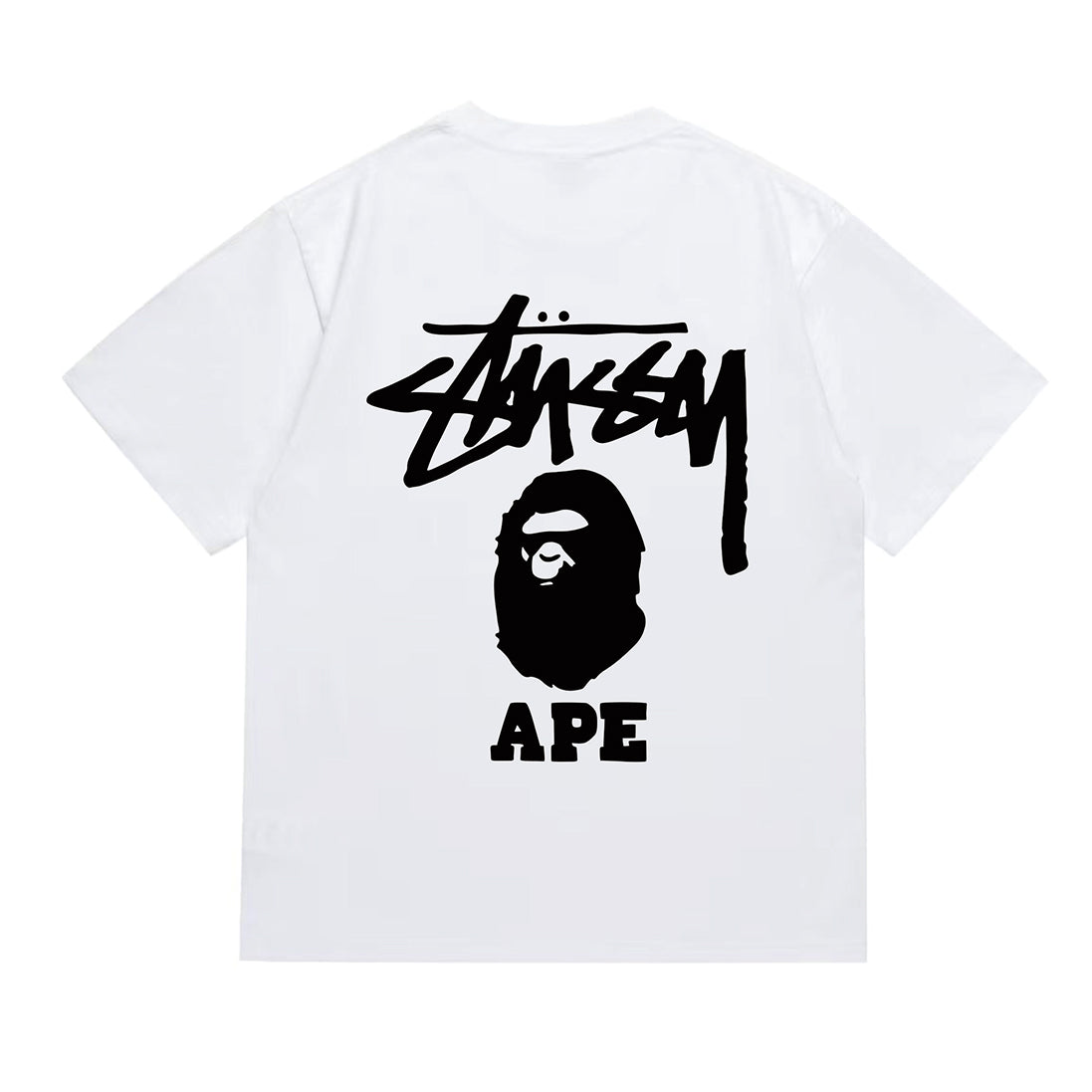 Bathing Shark and ape head print T-Shirt NextBlock