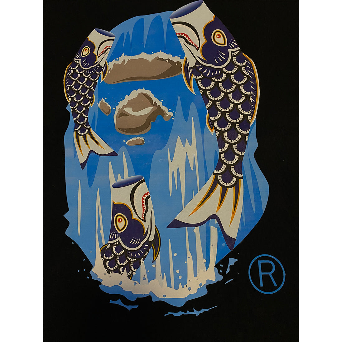 Bathing Shark and ape head print T Shirts NextBlock