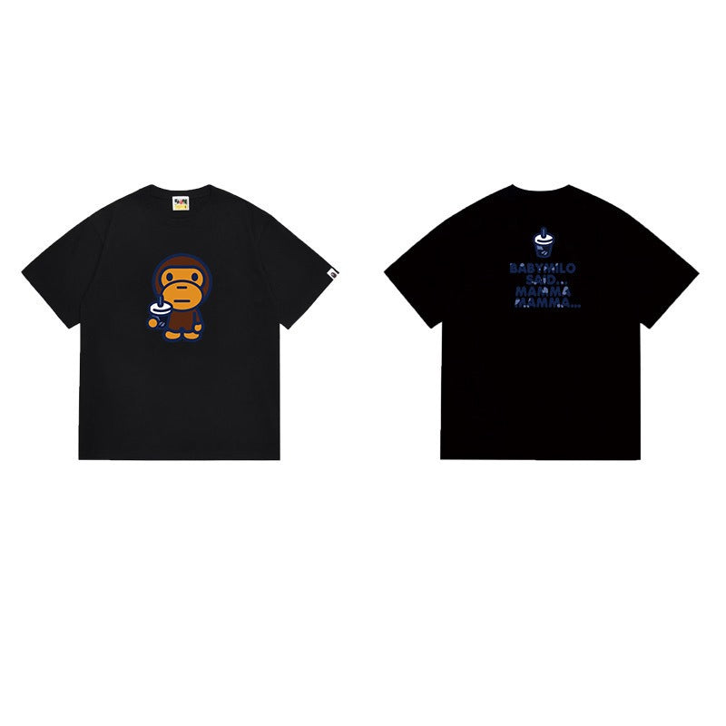 Bathing Shark and ape head print T Shirts NextBlock