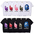 Bathing Shark and ape head print T-Shirt NextBlock