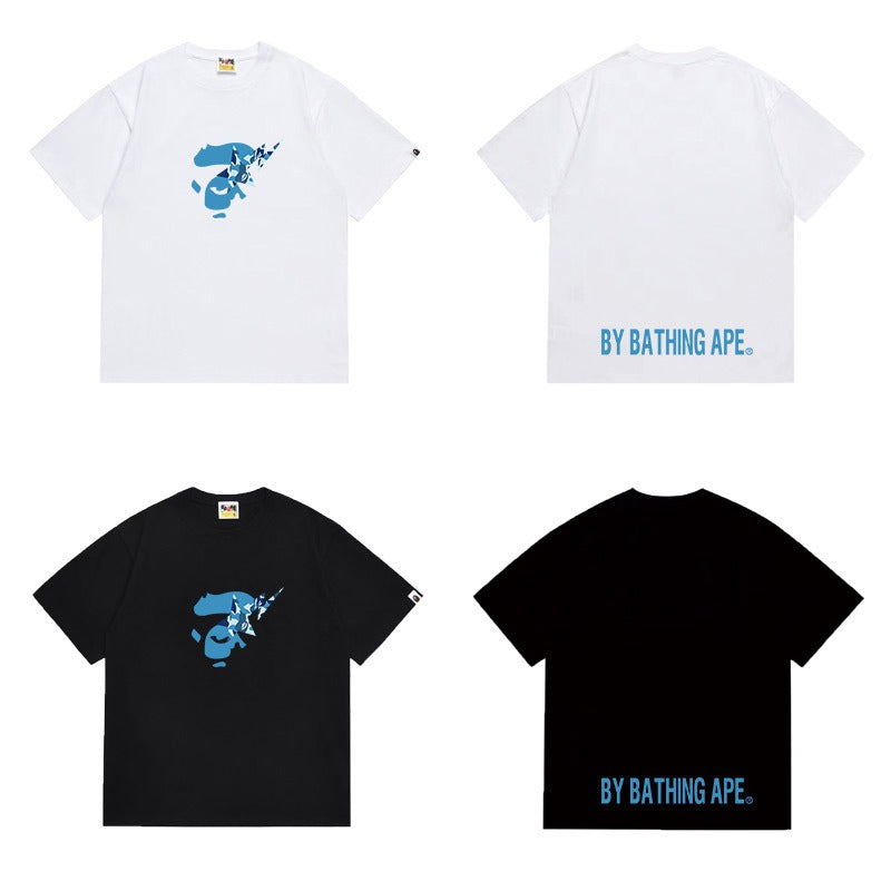Bathing Shark and ape head print T Shirts NextBlock