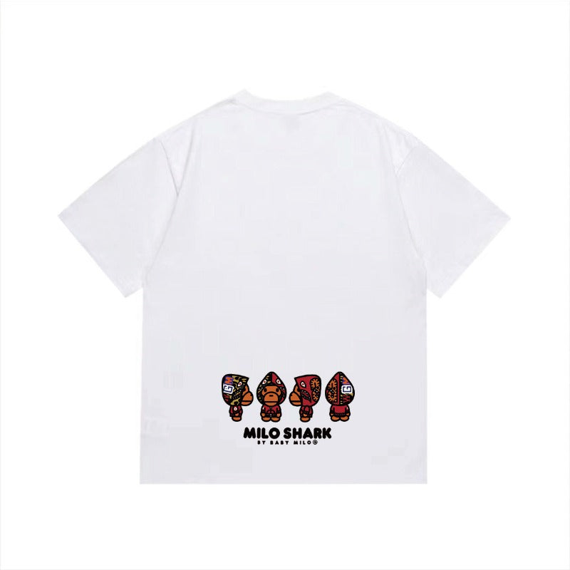 Bathing Shark and ape head print T Shirts NextBlock