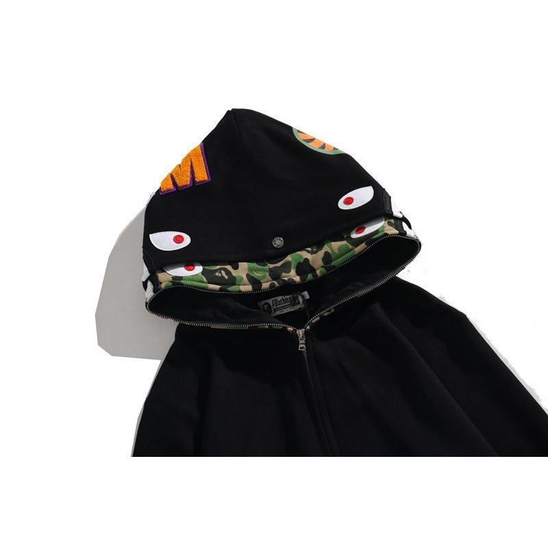Bathing Shark and ape head print Hoodie Camouflage Cardigan Men's and Women's Sweater Hoodie Coat NextBlock